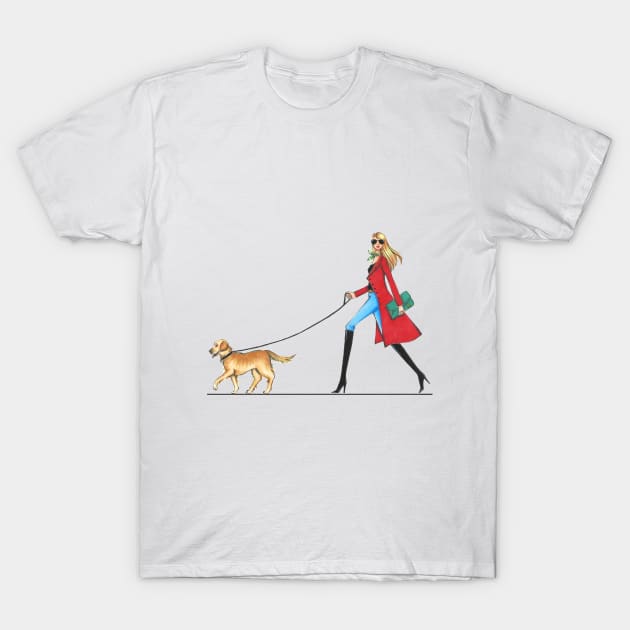 Dog Walking in Style T-Shirt by Ji Illustrator